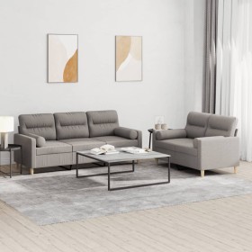 Juego de sofás con cojines 2 piezas tela gris taupe by , Sofas - Ref: Foro24-3201623, Price: 493,89 €, Discount: %
