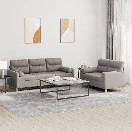 Juego de sofás con cojines 2 piezas tela gris taupe by , Sofas - Ref: Foro24-3201623, Price: 512,23 €, Discount: %