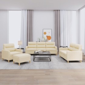 Juego de sofás con cojines 4 piezas tela crema by , Sofas - Ref: Foro24-3201546, Price: 673,38 €, Discount: %