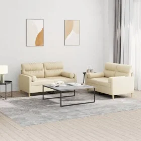 Zweiteiliges Sofaset mit cremefarbenen Kissen. von , Sofas - Ref: Foro24-3201586, Preis: 445,20 €, Rabatt: %
