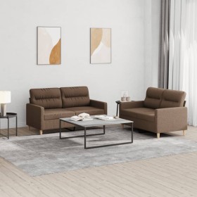 Juego de sofás con cojines 2 piezas tela marrón by , Sofas - Ref: Foro24-3201571, Price: 402,51 €, Discount: %
