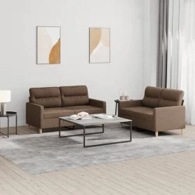 Zweiteiliges Sofaset mit braunem Stoff und Kissen. von , Sofas - Ref: Foro24-3201571, Preis: 396,41 €, Rabatt: %