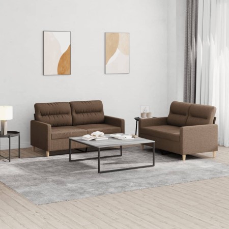 Juego de sofás con cojines 2 piezas tela marrón by , Sofas - Ref: Foro24-3201571, Price: 402,51 €, Discount: %