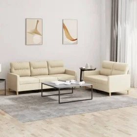 Juego de sofás con cojines 2 piezas tela crema by , Sofas - Ref: Foro24-3201602, Price: 470,68 €, Discount: %