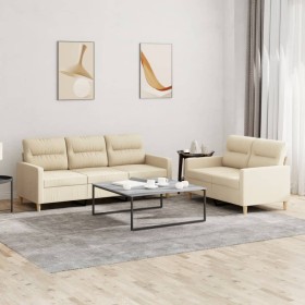 Juego de sofás con cojines 2 piezas tela crema by , Sofas - Ref: Foro24-3201602, Price: 478,42 €, Discount: %