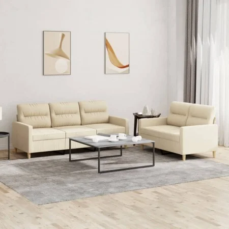 Juego de sofás con cojines 2 piezas tela crema by , Sofas - Ref: Foro24-3201602, Price: 470,68 €, Discount: %