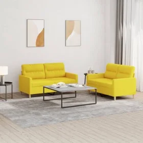 Zweiteiliges Sofaset mit hellgelben Kissen. von , Sofas - Ref: Foro24-3201573, Preis: 337,80 €, Rabatt: %