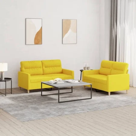 Juego de sofás con cojines 2 piezas tela amarillo claro de , Sofás - Ref: Foro24-3201573, Precio: 337,78 €, Descuento: %