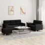 Juego de sofás con cojines 3 piezas tela negro by , Sofas - Ref: Foro24-3201628, Price: 561,67 €, Discount: %