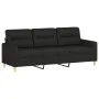 Juego de sofás con cojines 3 piezas tela negro by , Sofas - Ref: Foro24-3201628, Price: 533,59 €, Discount: %