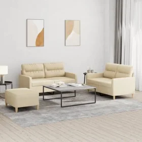 Juego de sofás con cojines 3 piezas tela crema by , Sofas - Ref: Foro24-3201578, Price: 460,84 €, Discount: %
