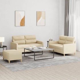 Juego de sofás con cojines 3 piezas tela crema by , Sofas - Ref: Foro24-3201578, Price: 467,52 €, Discount: %