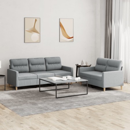 Juego de sofás con cojines 2 piezas tela gris claro by , Sofas - Ref: Foro24-3201600, Price: 456,98 €, Discount: %