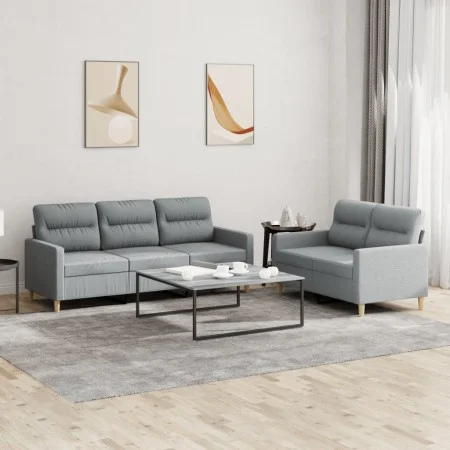 Zweiteiliges Sofaset mit Kissen, helles graues Gewebe. von , Sofas - Ref: Foro24-3201600, Preis: 450,04 €, Rabatt: %