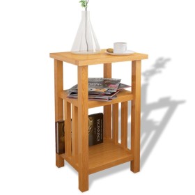 Solid oak wood side table with shelf 27x35x55cm by vidaXL, Side tables - Ref: Foro24-244211, Price: 62,34 €, Discount: %
