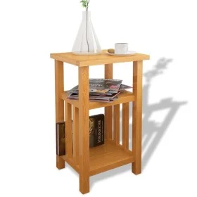 Solid oak wood side table with shelf 27x35x55cm by vidaXL, Side tables - Ref: Foro24-244211, Price: 61,66 €, Discount: %