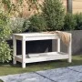 Banco de jardín madera maciza de pino blanco 82,5x35x45 cm de , Bancos de jardín - Ref: Foro24-832378, Precio: 75,26 €, Descu...