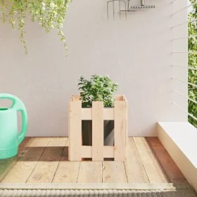 Jardinera con diseño de valla madera maciza de pino 30x30x30 cm by , Pots and planters - Ref: Foro24-832442, Price: 18,19 €, ...