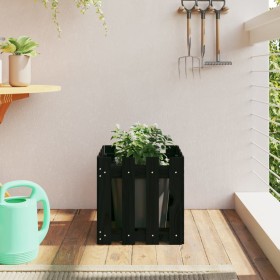 Jardinera diseño de valla madera maciza pino negra 40x40x40 cm de , Maceteros y jardineras - Ref: Foro24-832449, Precio: 25,0...