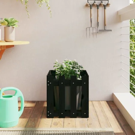 Jardinera diseño de valla madera maciza pino negra 40x40x40 cm by , Pots and planters - Ref: Foro24-832449, Price: 24,74 €, D...