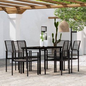 Juego de comedor para jardín 7 piezas negro en Conjuntos de jardín | Comprar online en Foro24