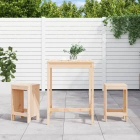 Tisch- und Hocker-Set, 3-teilig, aus massivem Kiefernholz. von , Gartensets - Ref: Foro24-3157733, Preis: 175,93 €, Rabatt: %