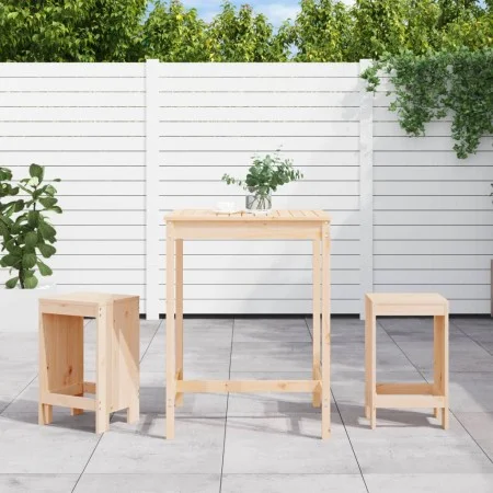 Set de mesa y taburetes altos 3 piezas madera maciza de pino by , Garden sets - Ref: Foro24-3157733, Price: 175,96 €, Discoun...