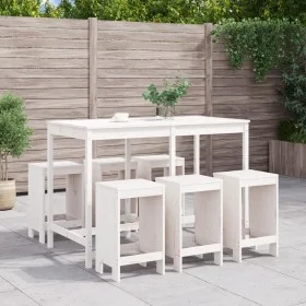 Set de mesa y taburetes altos jardín 7 pzas madera pino blanco by , Garden sets - Ref: Foro24-3157752, Price: 484,94 €, Disco...