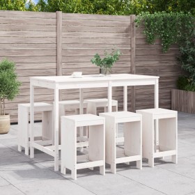 Set de mesa y taburetes altos jardín 7 pzas madera pino blanco by , Garden sets - Ref: Foro24-3157752, Price: 491,21 €, Disco...