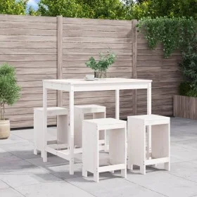 Gartentisch- und Hochhocker-Set, 5-teilig, aus weißem Kiefernholz. von , Gartensets - Ref: Foro24-3157746, Preis: 334,71 €, R...
