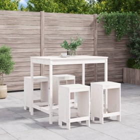 Set de mesa y taburetes altos jardín 5 pzas madera pino blanco by , Garden sets - Ref: Foro24-3157746, Price: 339,61 €, Disco...
