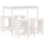 Gartentisch- und Hochhocker-Set, 5-teilig, aus weißem Kiefernholz. von , Gartensets - Ref: Foro24-3157746, Preis: 339,61 €, R...
