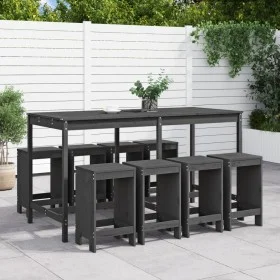 Mesa y taburetes altos jardín 9 pzas madera maciza de pino gris by , Garden sets - Ref: Foro24-3157759, Price: 620,81 €, Disc...