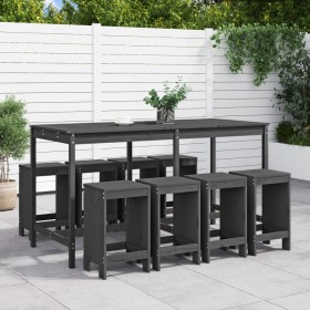 Tisch und hohe Hocker für den Garten, 9-teilig, aus massivem Kiefernholz in Grau. von , Gartensets - Ref: Foro24-3157759, Pre...