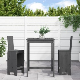 Gartentisch- und Hochhocker-Set, 3-teilig, aus grauem Kiefernholz. von , Gartensets - Ref: Foro24-3157765, Preis: 243,21 €, R...