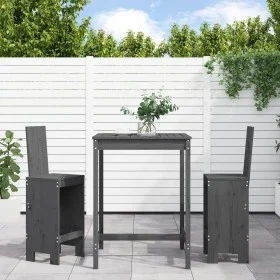 Gartentisch- und Hochhocker-Set, 3-teilig, aus grauem Kiefernholz. von , Gartensets - Ref: Foro24-3157765, Preis: 240,11 €, R...