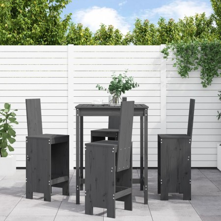 Set de mesa y taburetes altos jardín 5 piezas madera pino gris by , Garden sets - Ref: Foro24-3157771, Price: 381,54 €, Disco...