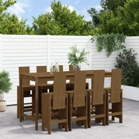 Mesa y taburetes altos de jardín 9 pzas madera pino marrón miel by , Garden sets - Ref: Foro24-3157790, Price: 787,58 €, Disc...