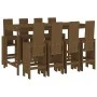 Mesa y taburetes altos de jardín 9 pzas madera pino marrón miel by , Garden sets - Ref: Foro24-3157790, Price: 787,58 €, Disc...