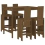 Mesa y taburetes altos de jardín 5 pzas madera pino marrón miel by , Garden sets - Ref: Foro24-3157778, Price: 397,45 €, Disc...