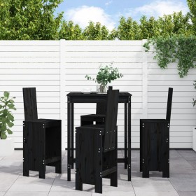 Gartentisch- und Hochhocker-Set, 5-teilig, aus schwarzem Kiefernholz. von , Gartensets - Ref: Foro24-3157773, Preis: 381,78 €...