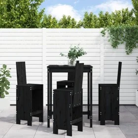Gartentisch- und Hochhocker-Set, 5-teilig, aus schwarzem Kiefernholz. von , Gartensets - Ref: Foro24-3157773, Preis: 377,07 €...