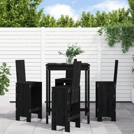 Set de mesa y taburetes altos jardín 5 piezas madera pino negro by , Garden sets - Ref: Foro24-3157773, Price: 377,07 €, Disc...