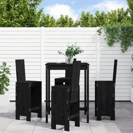 Set de mesa y taburetes altos jardín 5 piezas madera pino negro by , Garden sets - Ref: Foro24-3157773, Price: 381,78 €, Disc...