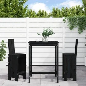 Set de mesa y taburetes altos jardín 3 pzas madera pino negro by , Garden sets - Ref: Foro24-3157767, Price: 240,54 €, Discou...