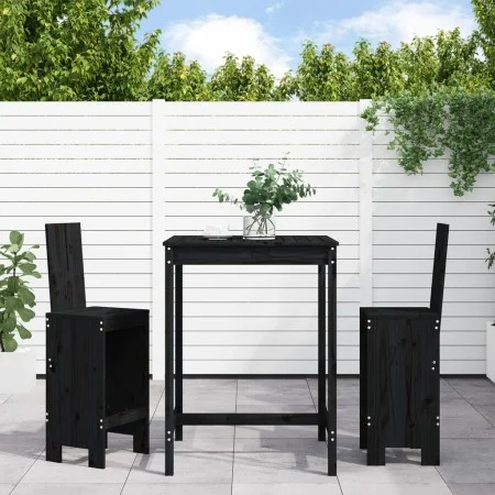 Set de mesa y taburetes altos jardín 3 pzas madera pino negro by , Garden sets - Ref: Foro24-3157767, Price: 240,54 €, Discou...