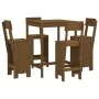 Mesa y taburetes altos de jardín 5 pzas madera pino marrón miel de , Conjuntos de jardín - Ref: Foro24-3157802, Precio: 350,8...