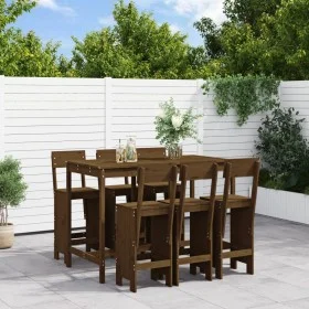 Mesa y taburetes altos de jardín 7 pzas madera pino marrón miel by , Garden sets - Ref: Foro24-3157814, Price: 541,56 €, Disc...