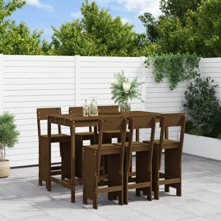 Gartentisch und hohe Hocker-Set, 7-teilig, aus Pinienholz in Honigbraun. von , Gartensets - Ref: Foro24-3157814, Preis: 541,5...
