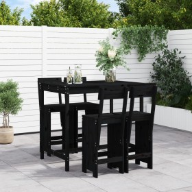 Set de mesa y taburetes altos jardín 5 piezas madera pino negro